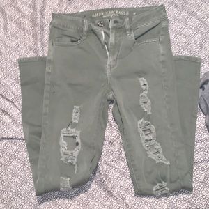 stretchy jeans more of an olive/navy green